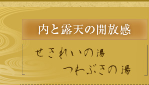 内と露天の開放感　せきれいの湯つわぶきの湯